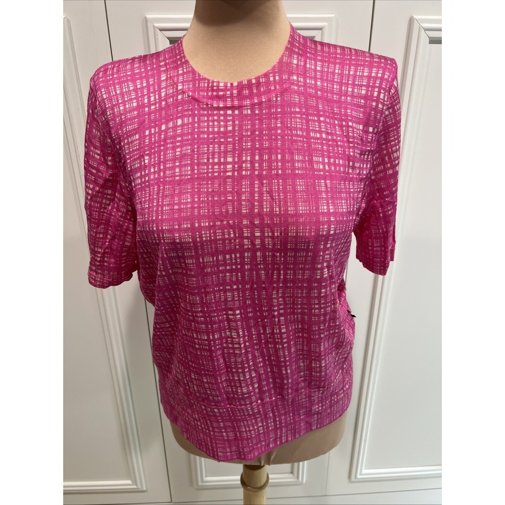 Hugo Boss Pink Wool Pullover Sweater Lightweight Short Sleeve Preppy Designer
